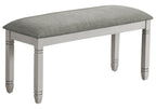 Monarch Specialties I 1257 Upholstered Bench, 41” Rectangular Solid Wood, Grey Fabric, Style, Kitchen, Dining Room