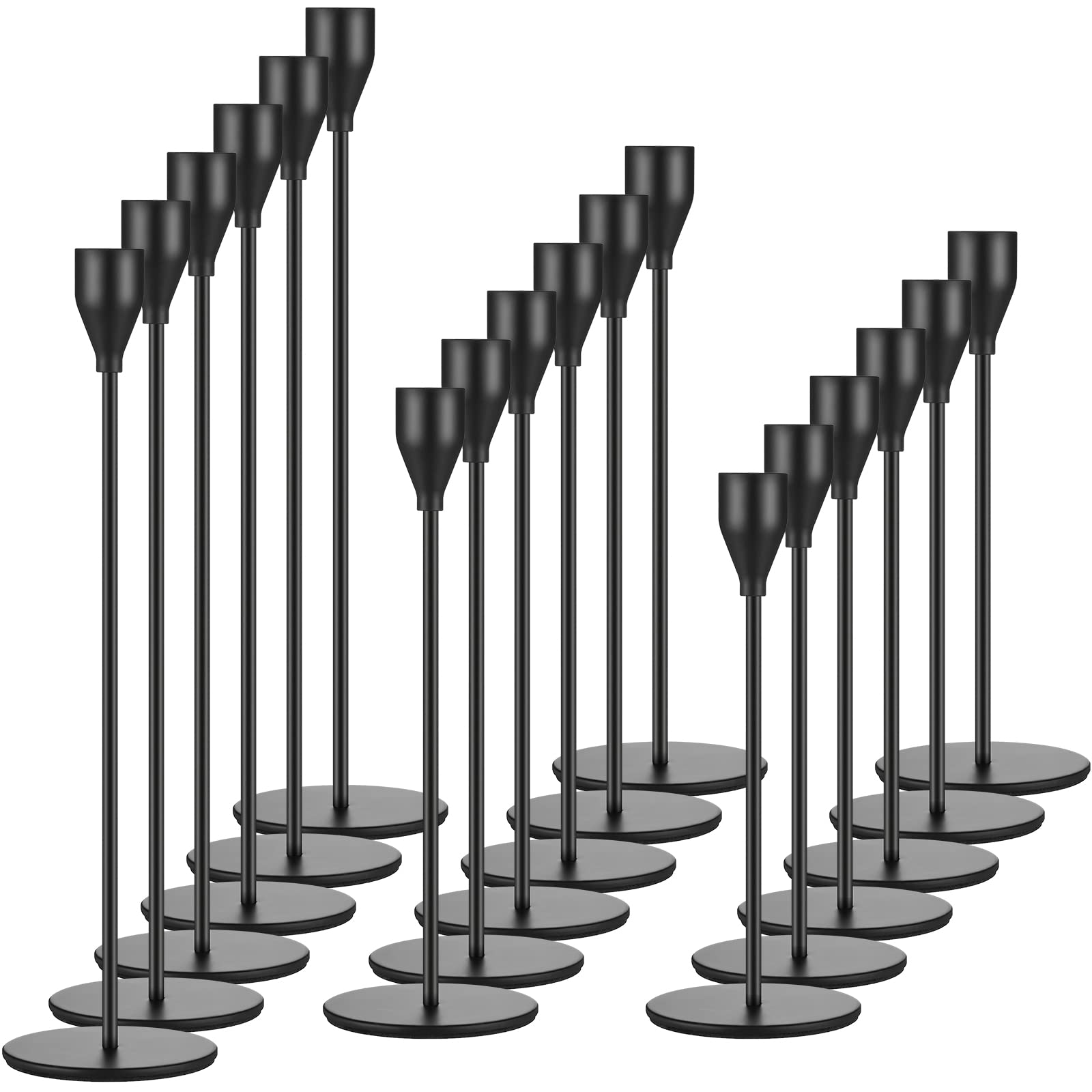 Potchen Set of 18 Candlestick Holders Metal Taper Candle Holders Tall Candle Holders for Table Centerpiece Modern Pillar Candle 