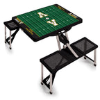 Picnic Time Ncaa Wake Forest Demon Deacons Football Field Folding Picnic Table - Camping Table - Outdoor Table With Umbrella Hole, (Black)