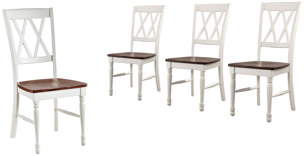Crosley Furniture Shelby Traditional Wood X-Back Dining Room Chairs Set Of 4, Kitchen Chair, Distressed White