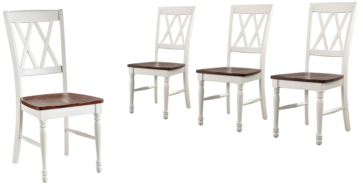 Crosley Furniture Shelby Traditional Wood X-Back Dining Room Chairs Set Of 4, Kitchen Chair, Distressed White