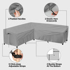 Purefit Outdoor Sectional Sofa Cover Waterproof L Shaped Patio Furniture Covers For Deck, Lawn And Backyard, 104”X83” Right Facing, Gray