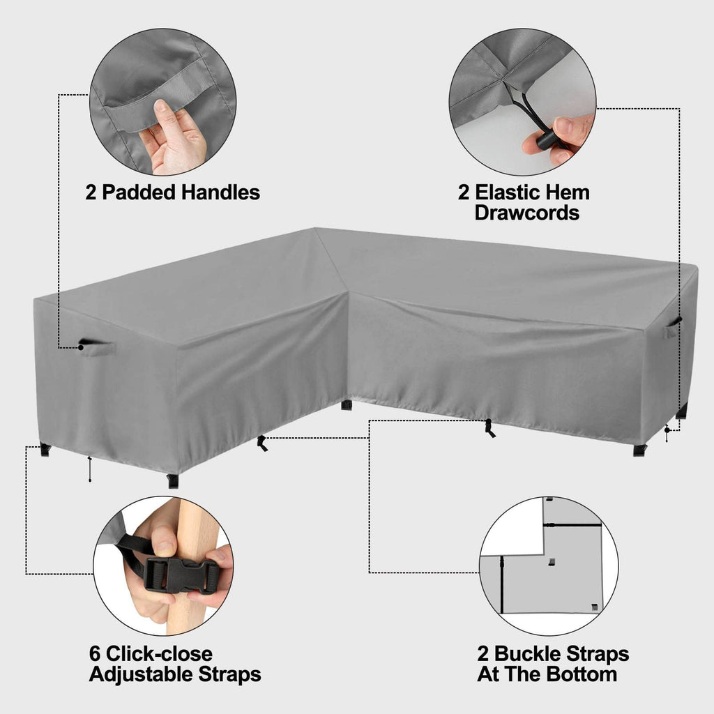 Purefit Outdoor Sectional Sofa Cover Waterproof L Shaped Patio Furniture Covers For Deck, Lawn And Backyard, 83”X104” Left Facing, Gray