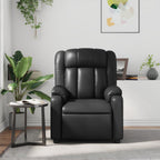 vidaXL Massage Recliner Chair for Living Room, Adjustable Recliner with 6-Point Vibration Massage, Home Theater Seating with Padded Seat Backrest & Side Pocket, Black Leather