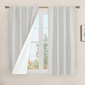 LAMIT Natural 100% Blackout Linen Curtains, 54 Inches Linen Textured Thermal Bedroom Curtains Back Tab and Rod Pocket Neutral Pa