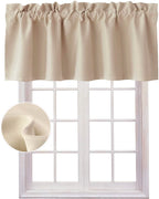 Hiasan Blackout Valance Curtains For Kitchen Solid Room Darkening Rod Pocket Valances For Windows, 42 X 12 Inches Length, Biscotti Beige, 1 Panel