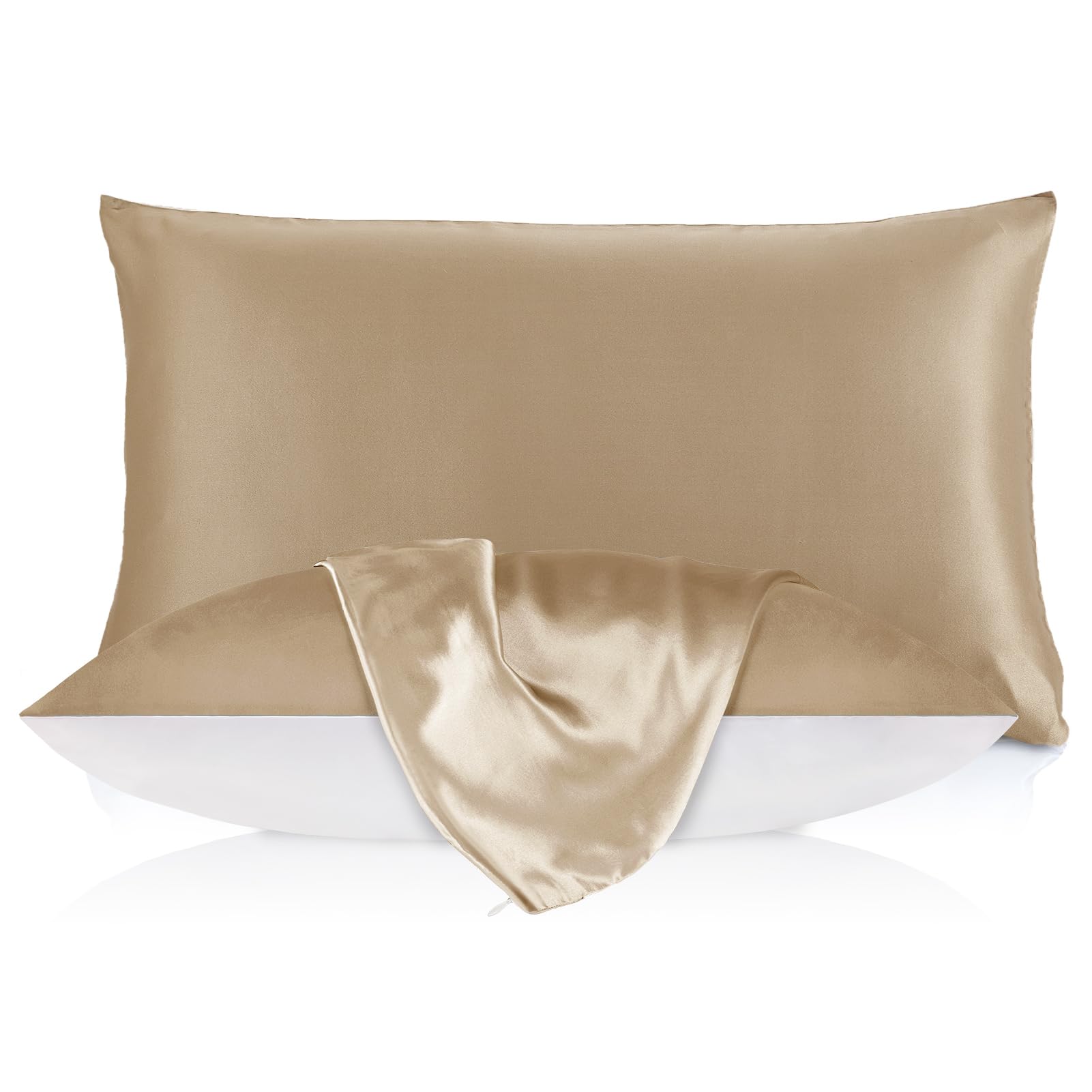 Lilysilk Silk Pillowcase For Hair And Skin 19Mm Silk Bed Pillow Case With Cotton Underside King 20X36 Inch Taupe 1Pc