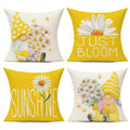 All Smiles Outdoor Yellow Throw Pillow Covers 18X18 Set Of 4 Spring Summer Decorative Cushion Cases Home D  Cor Decorations For
