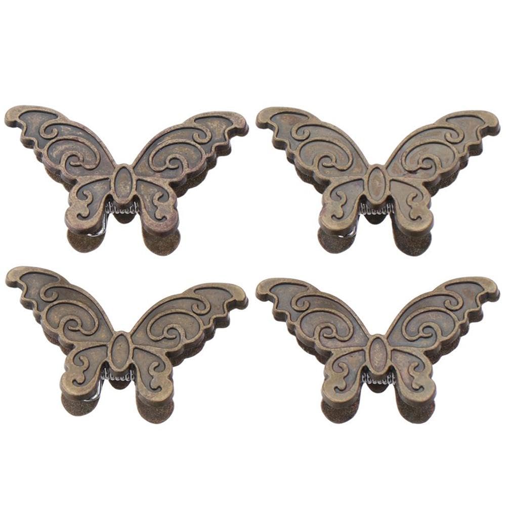 Okhobby 4Pcs Cute Butterfly Shaped Binder Clips, Metal Paper Binder Clip, Bill Binder Clips For Home Office (Bronze)