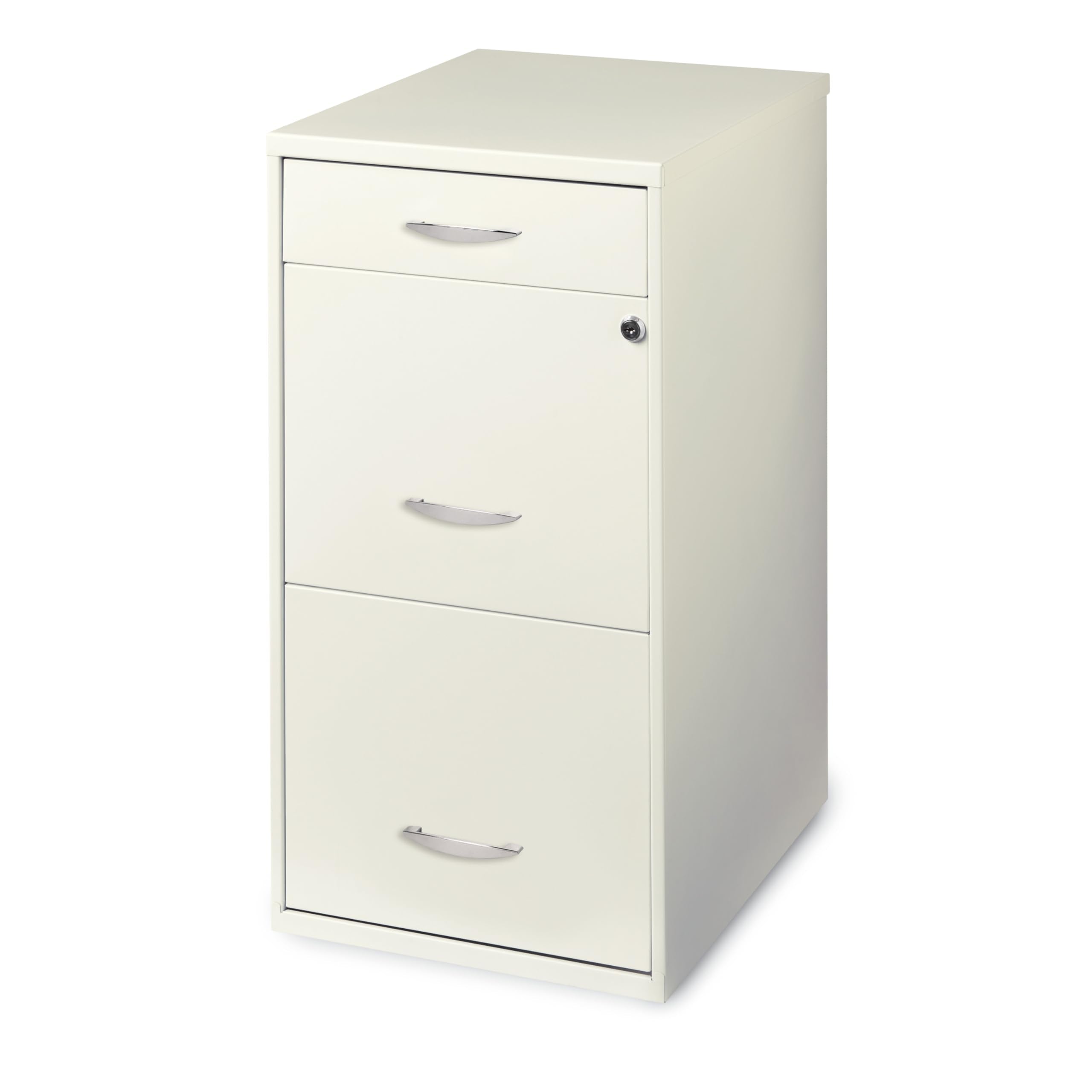 Hirsh Space Solutions 18' Deep 3-Drawer Contemporary Metal File Cabinet, Letter Size, Smooth Glides, For Small Office/Home Office, In Pearl White