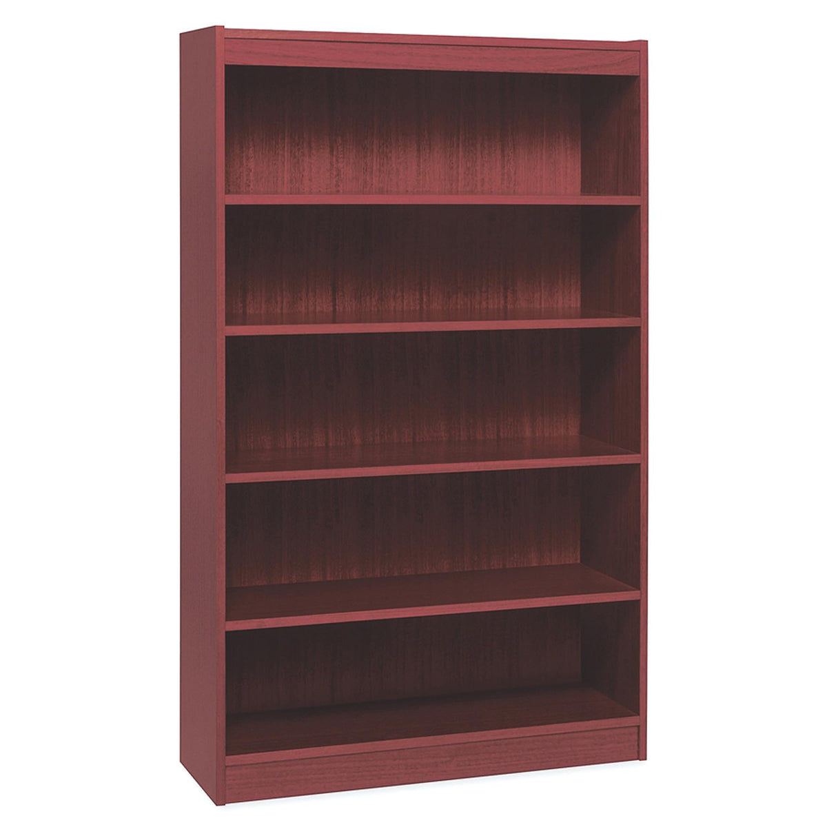 Lorell 5-Shelf Panel Mahogany Bookcase, 36&quot; X 12&quot; X 60&quot;