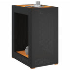 vidaXL Patio Side Table - Poly Rattan & Acacia Wood - Black/Brown - 23.6"x15.7"x29.5" - Garden, Backyard, Patio Furniture