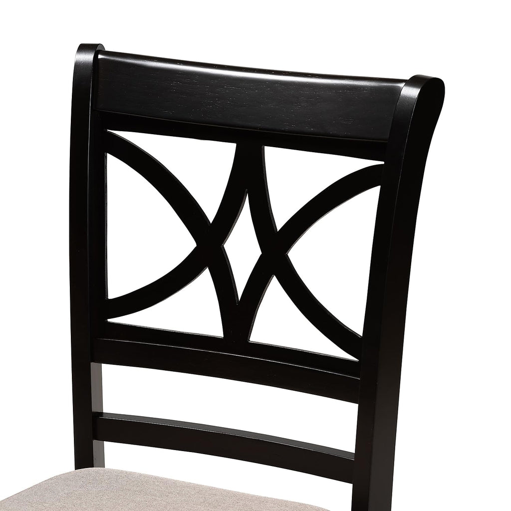 Baxton Studio Clarke Modern Fabric Dining Chair, Sand and Espresso Brown, 4/Set (166-10760-HiT)
