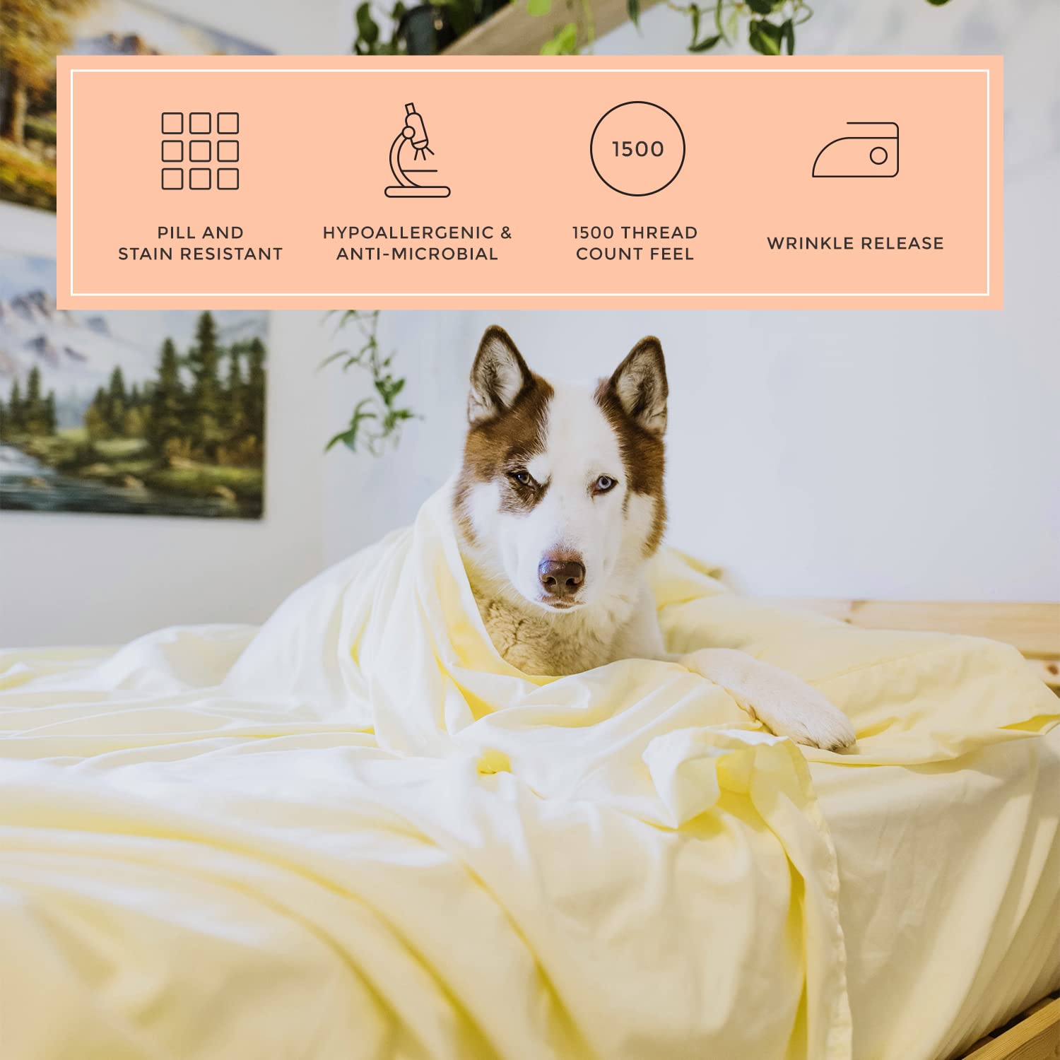 Peachskinsheets Buttercream Yellow Sheet Set - 1500Tc Level Of Softness - Extra Soft Cooling Sheets For Hot Sleepers And Night S