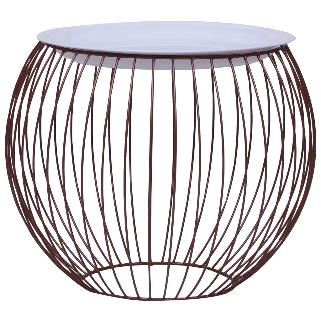 vidaXL Scandinavian Style Coffee Table - Unique Basket Design, MDF Tabletop, Gold Metallic Frame with White Top, Converts into a Storage Basket