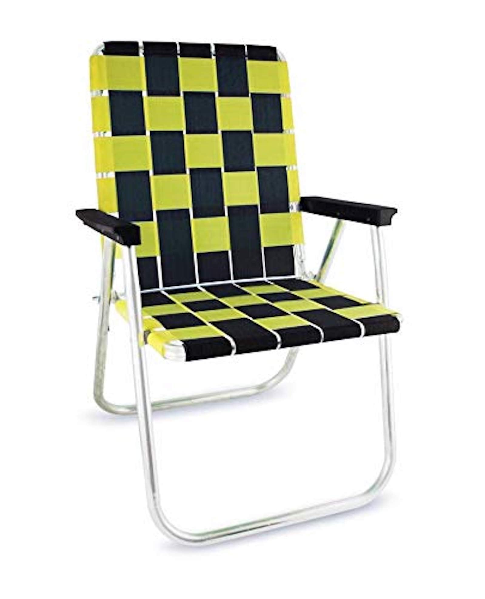 Lawn Chair USA | Folding Aluminum Webbed Chair for Camping, Sports, and Beach | Classic - Black//Yellow