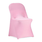Peomeise Stretch Spandex Folding Chair Cover For Wedding Party Dining Banquet Event (Pink,12Pcs)