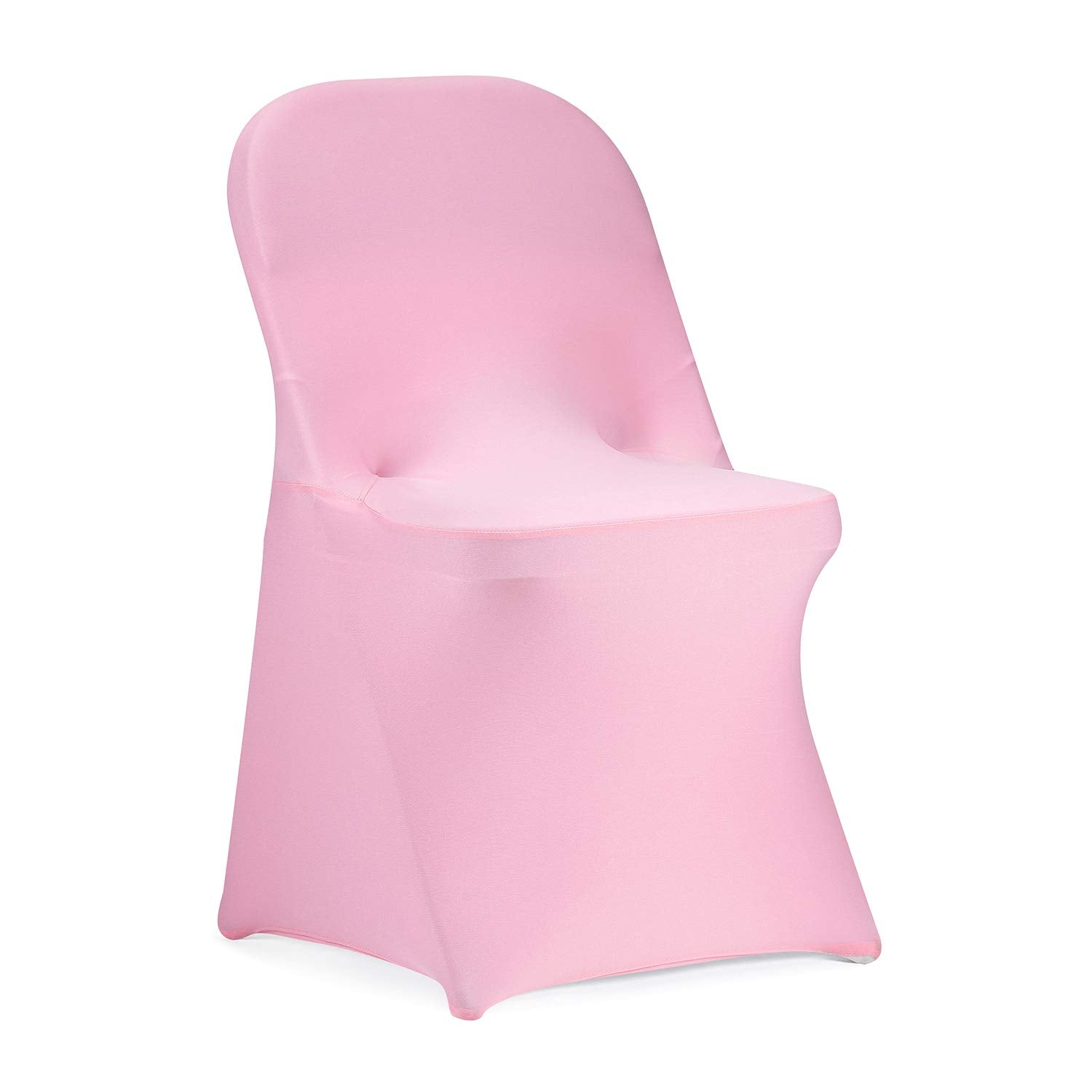 Peomeise Stretch Spandex Folding Chair Cover For Wedding Party Dining Banquet Event (Pink,12Pcs)
