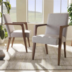 Baxton Studio Andrea Upholstered Arm Chair in Gray Beige (Set of 2)