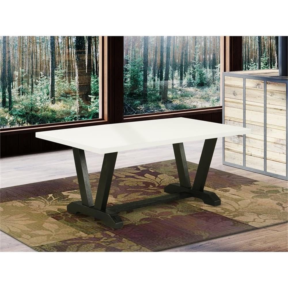 East West Furniture Vt627 V-Style Modern Dining Table - A Rectangle Kitchen Table Top With Stylish Legs, 40X72 Inch, Multi-Color