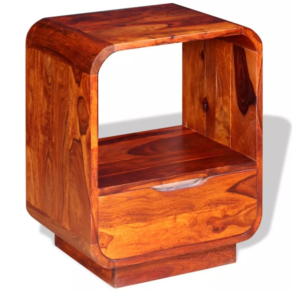 vidaXL Nightstand with Drawer Solid Sheesham Wood 15.7&quot;x11.8&quot;x19.7&quot;