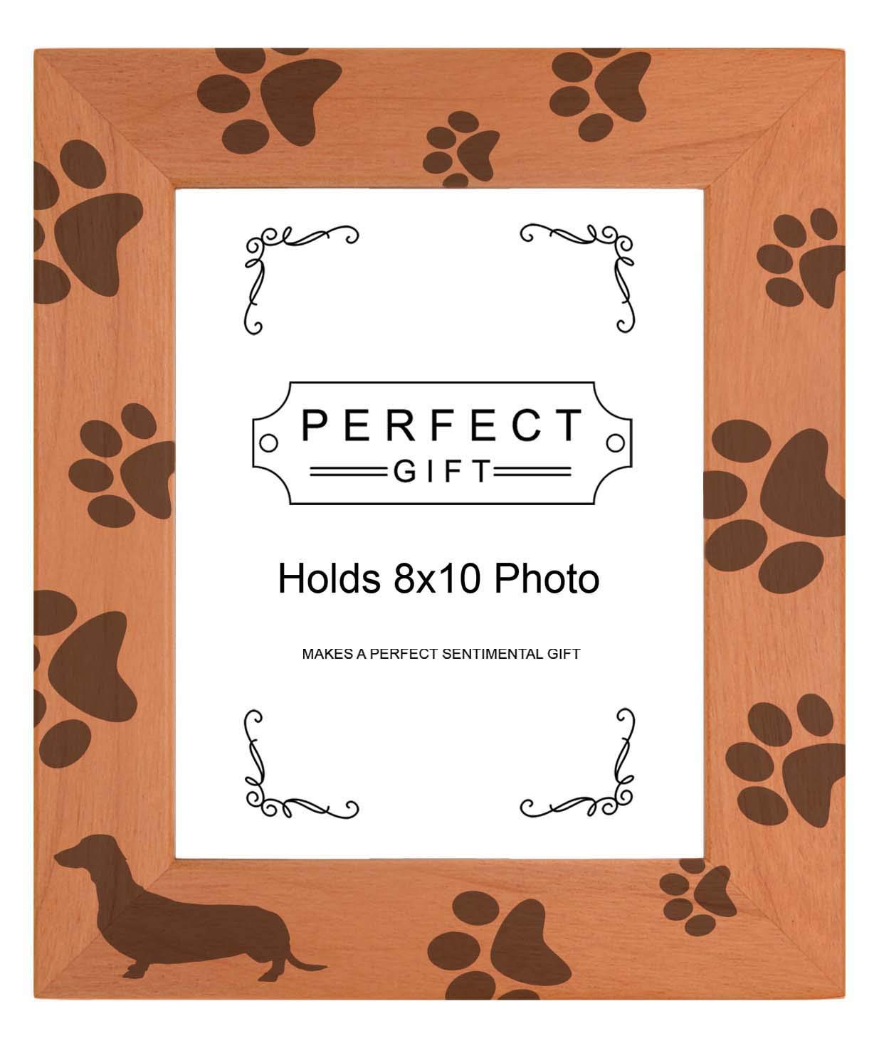 Gifts For All By Rachel Olevia Sentimental Photo Frame Dachshund Paw Prints Wood Engraved 8x10 Portrait Picture Frame
