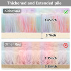 Kchowua 3X5 Unicorn Thick Fluffy Fuzzy Rugs For Girls Bedroom,Machine Washable Non Slip Pastel Shag Shaggy Rug For Living Room,T
