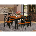 East West Furniture WEQU7-BCH-W 7 Piece Dining Table Set Consist of a Rectangle Wooden Table with Butterfly Leaf and 6 Dining Room Chairs, 42x60 Inch, Black & Cherry