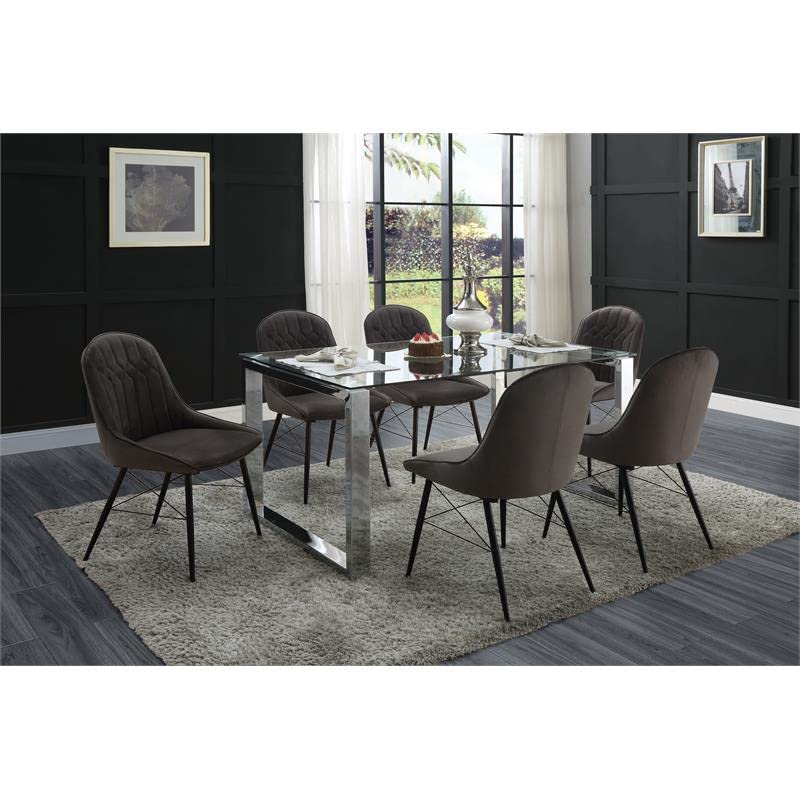 Acme Abraham Rectangular Dining Table in Clear Glass and Chrome