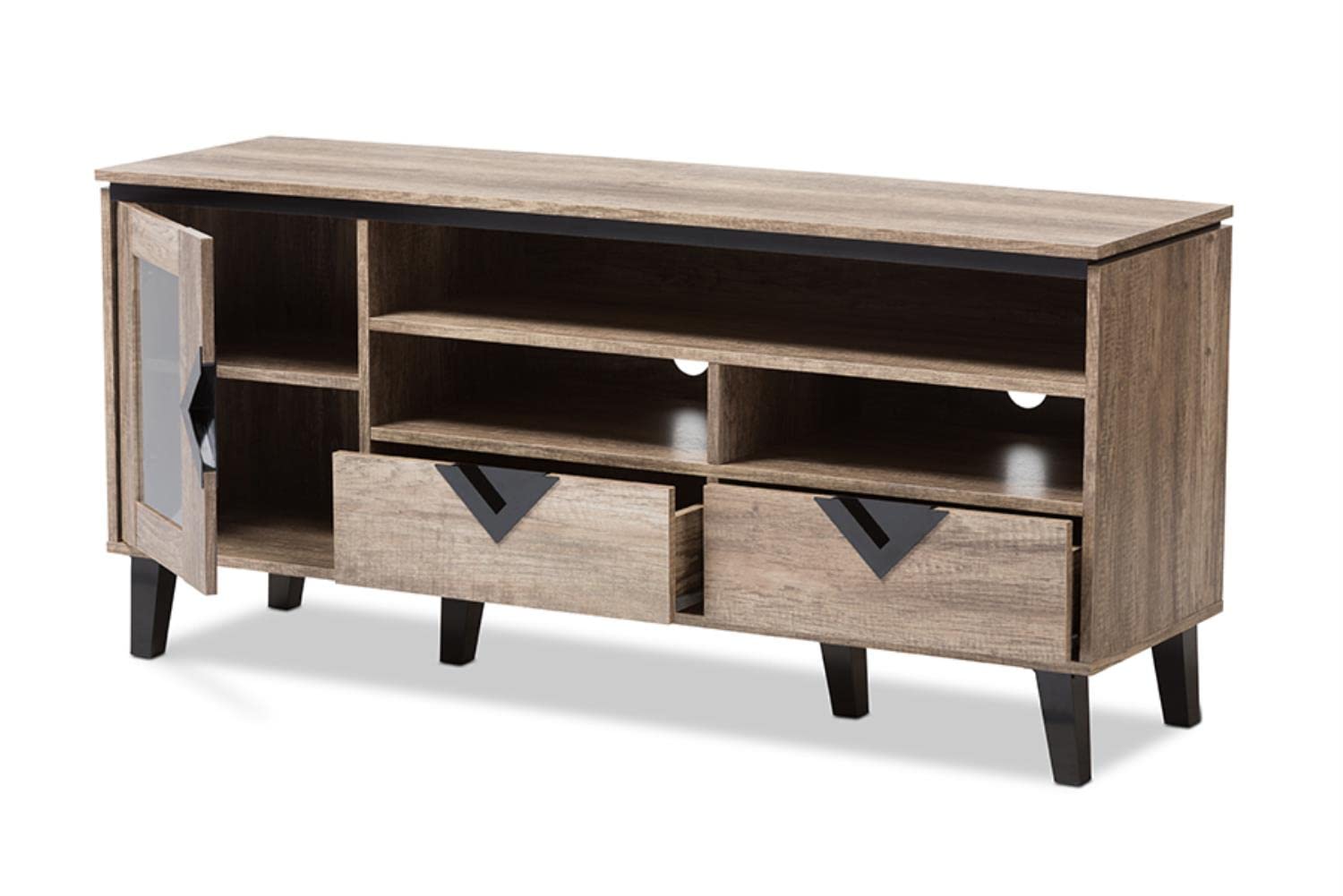 Baxton Studio Cardiff TV Stand/Light Brown/Contemporary/Particle Board with PU Paper/Plastic (Handles and Legs)