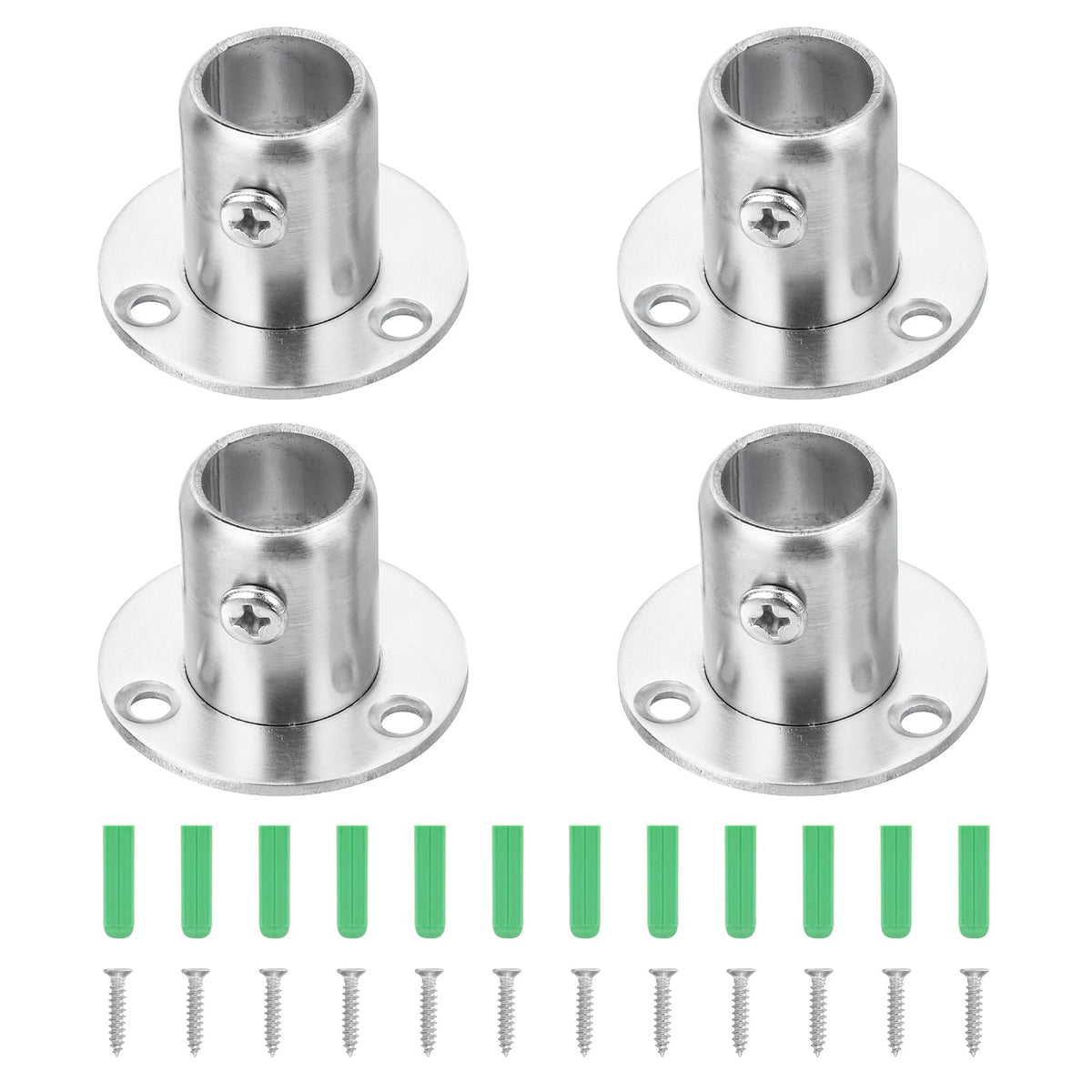uxcell Closet Rod Bracket, 4Pcs Stainless Steel Flange Closet Holder, Closet Rod End Supports Rod Bracket for 16 mm Diameter Rod