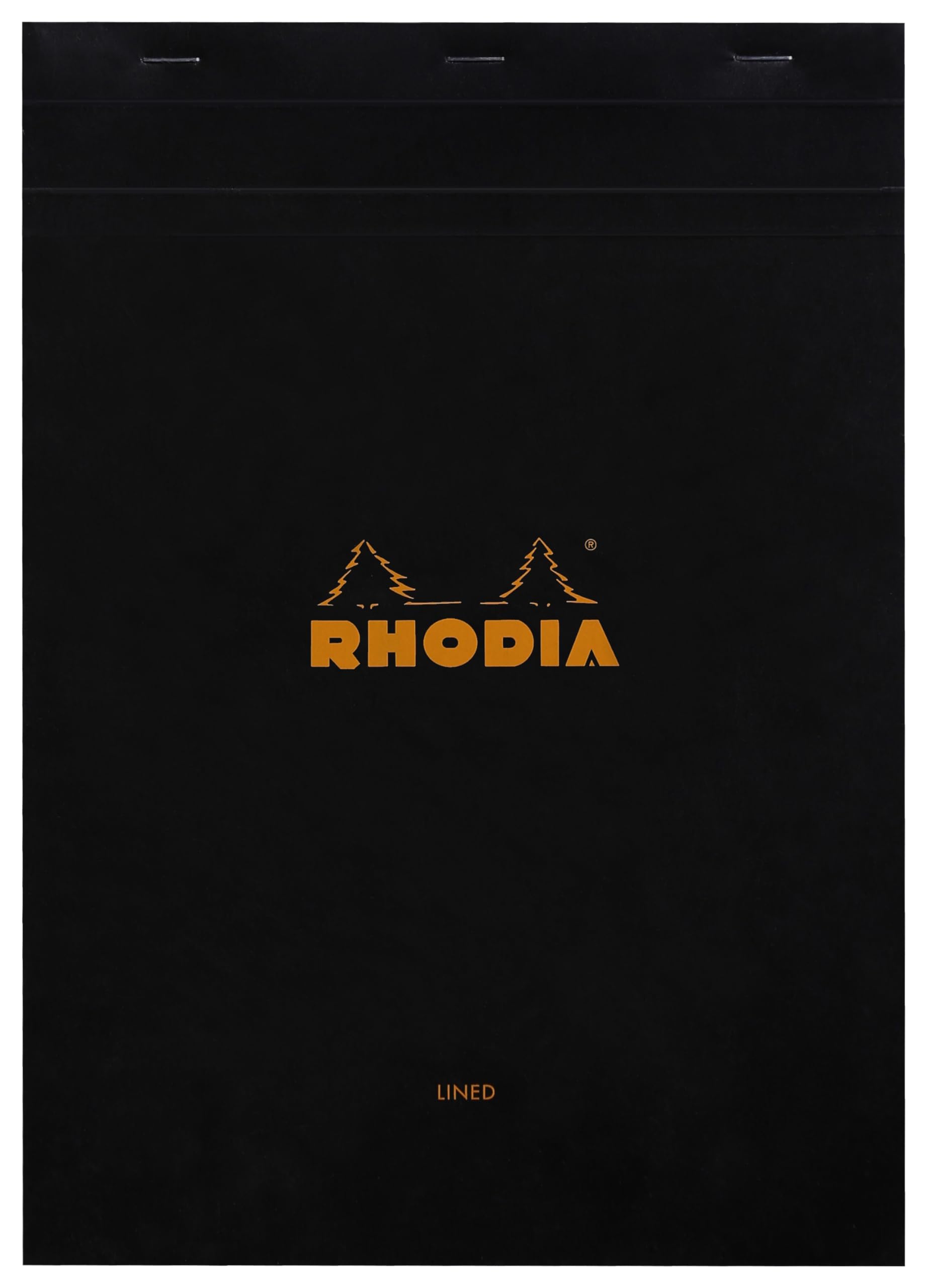 Rhodia Staplebound Notepads - Lined W/3 Hole Punch For Binders - 80 Sheets - 8 1/4 X 11 3/4 In. - Black Cover
