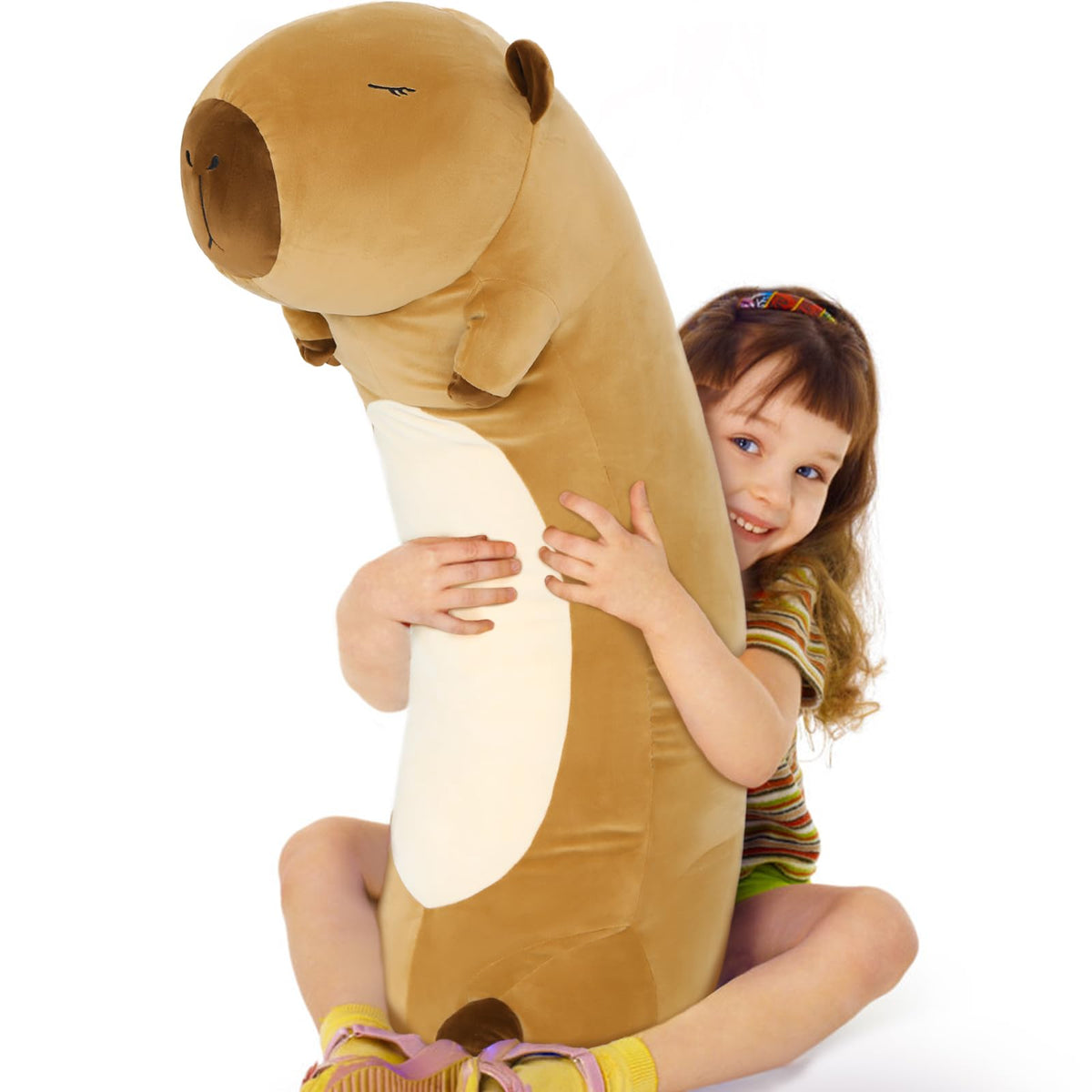 Tezituor Long Capybara Plush Body Pillow, 39.5    Cute Capybara Stuffed Animal Soft Sleeping Throw Pillow Plush Capyabra Toy Bir