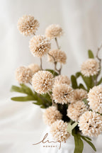 Ling'S Moment Pompon Mum Artificial Flower, 5Pcs Faux Silk Mini Chrysanth With Stems, Bulk Fake Wedding Filler Flowers For Diy B