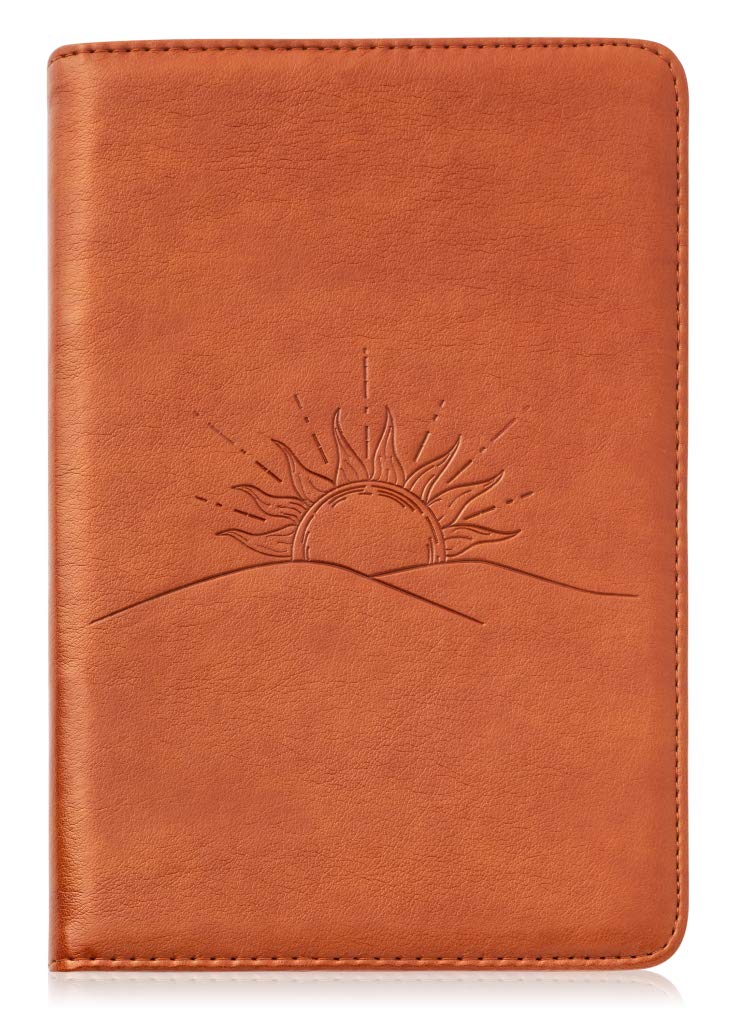 Sohospark Sunrise Refillable Faux Leather Journal, 6X8.7 Vegan Lined Writing Journal For Women Or Men