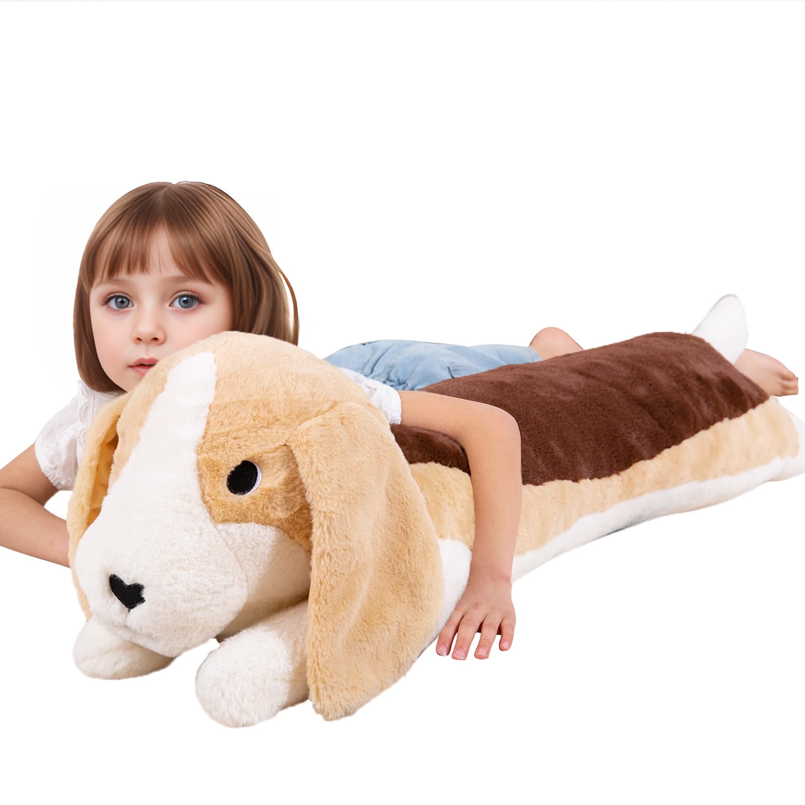 Mmguai 40 ' ' Large Dog Sleeping Long Plush Pillow Toy, Soft Beagle Dog Stuffed Animals, Big Puppy Plushies Cute Doll Gift For K