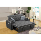 Lilola Home Cody 70" W Modern Gray Fabric Sleeper Sofa with 2 USB Charging Ports and 4 Accent Pillows