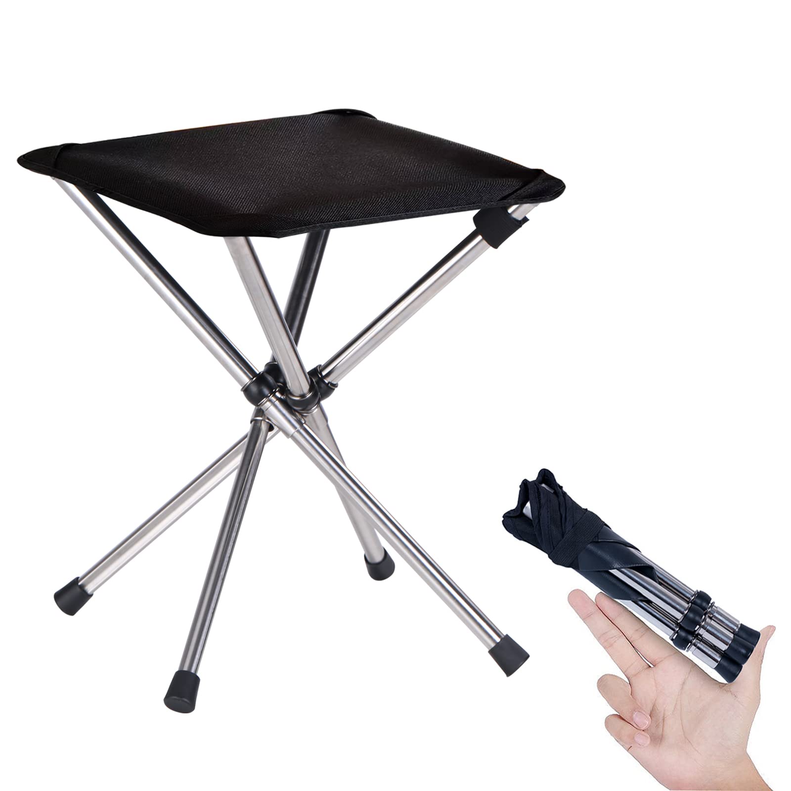 KOKSRY Camping Stool,Small Folding Chair,13.8 Lightweight Folding Stool Compact Backpacking Stool with Carry Bag