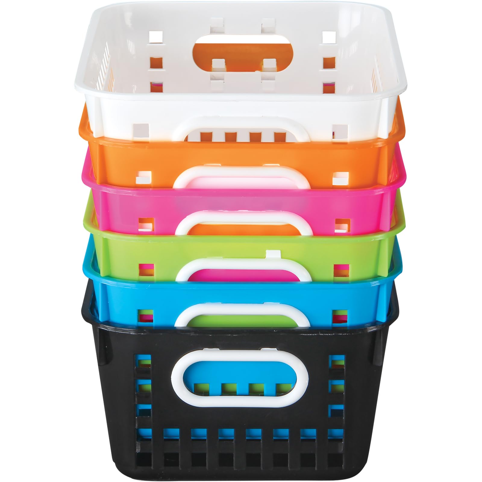 Really Good Stuff - 164316 Plastic Storage Baskets For Classroom Or Home Use - Stackable Mesh Plastic Baskets With Grip Handles