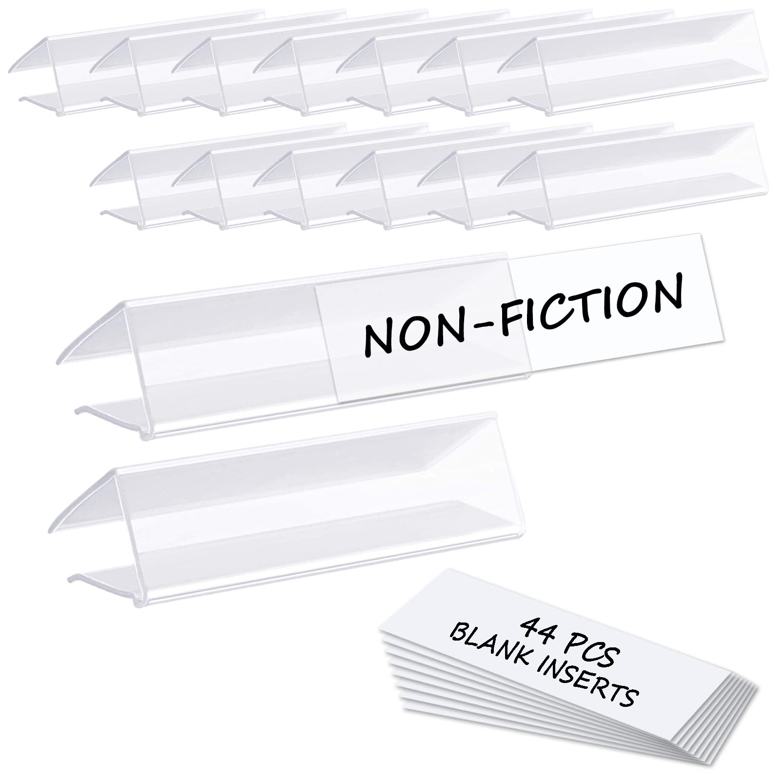 Shelf Label Holder,Chanqnton 44Pcs 3X7/8' Shelf Labels,Tag Ticket Sign Label Holders Clip On For 5/8' To 3/4'Thick Shelves Wi