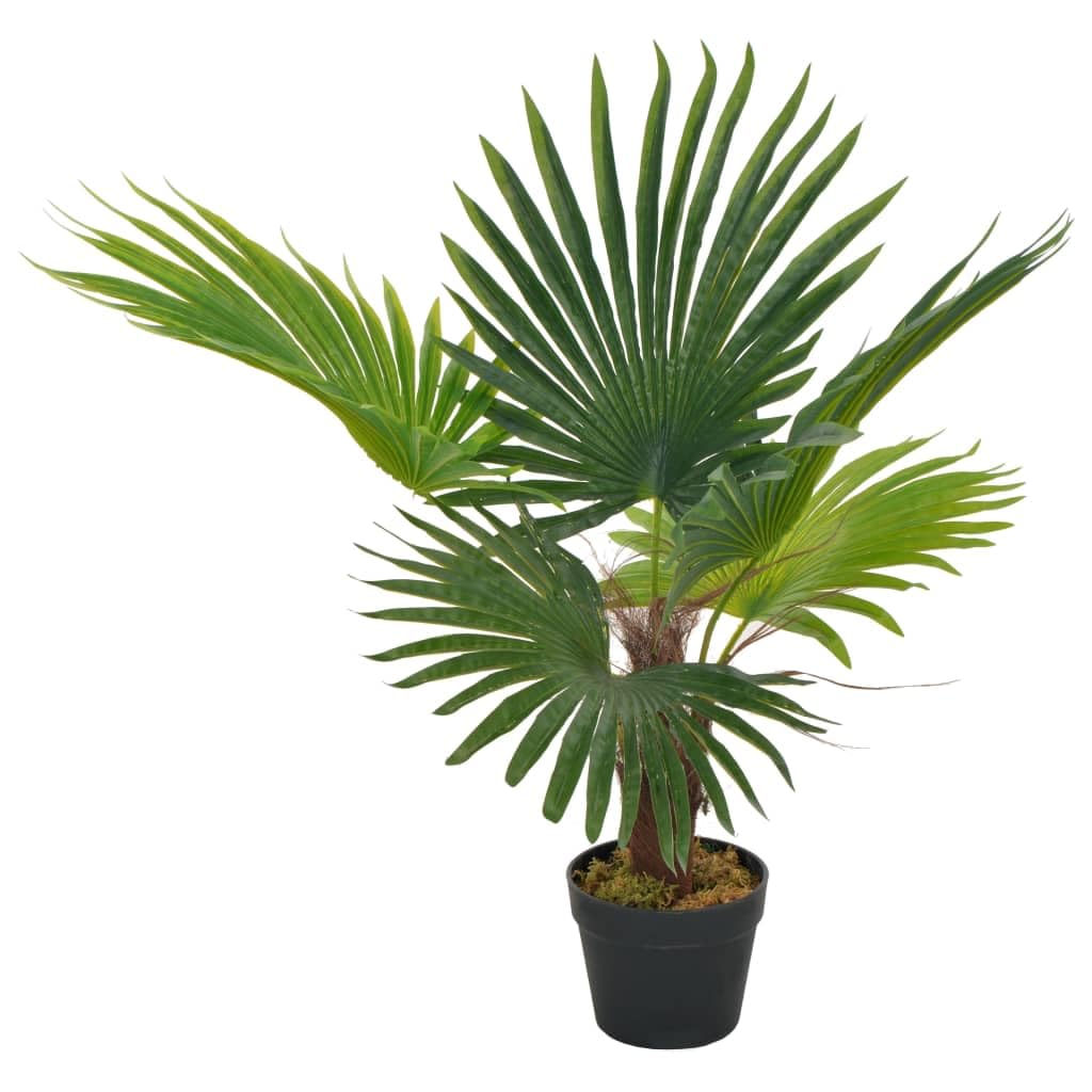 vidaXL Indoor Lifelike Artificial Palm Plant with Pot - Low-Maintenance Greenery for Home/Office - Realistic Details, Plastic/Wood Material