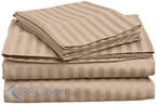 600 Thread Count Deep Pocket Mattress 11 Inches Rv Camper Short Queen Size 100% Egyptian Cotton Hot Taupe Striped 4-Piece Soft S