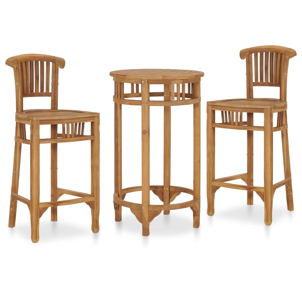 Vidaxl Set Of 3 Garden Bar Set Garden Living Room Patio Furniture Outdoor Dining Table And Chairs Solid Teak Wood