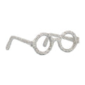 Sagebrook Home Abstract Round Glasses Aluminum Sculpture Decoration, Room or Office D  cor, Silver 8 L x 8 W x 3 H Inches