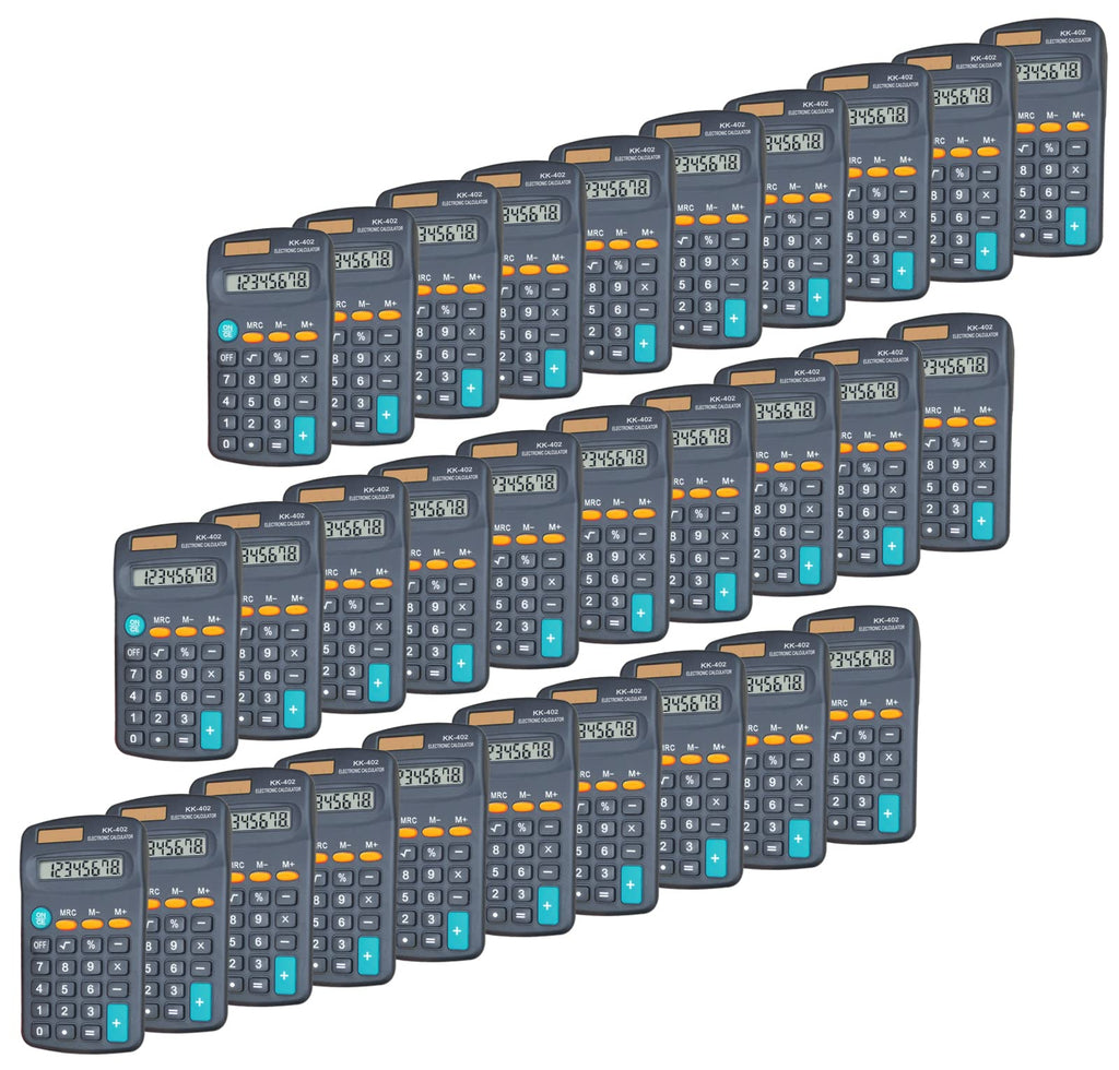 Basic Calculator Dual Power 8 Digit Desktop Calculator (Black,Set Of 30)