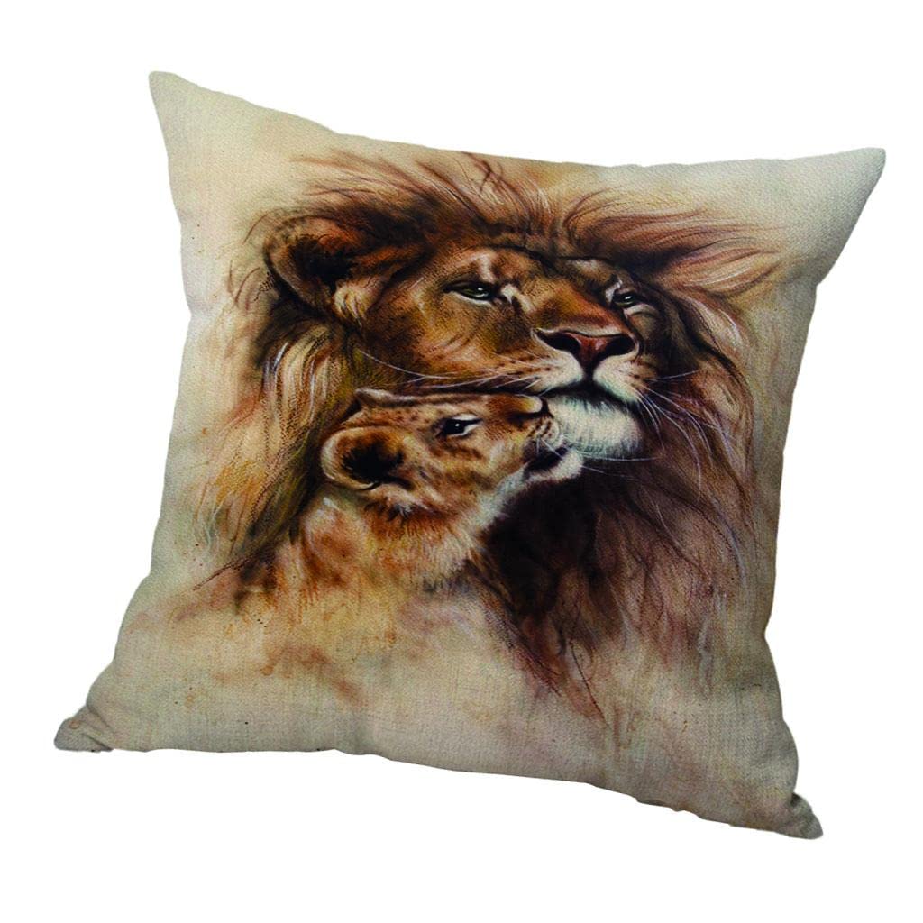 Zoomella Animal Pattern Pillowcase Cushion Cover For Sofa Car Lion 50X50Cm|Sheets & Pillowcases|Home & Garden