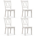 Giantex Wood Dining Chairs Set Of 4 White, Rustic Armless Kitchen Chairs W/Rubber Wood Frame, Cross Back, Contoured Seat, Farmho