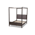 Baxton Studio Natasha Modern and Contemporary Grey Fabric Upholstered and Dark Grey Oak Finished Wood King Size Platform Canopy Bed