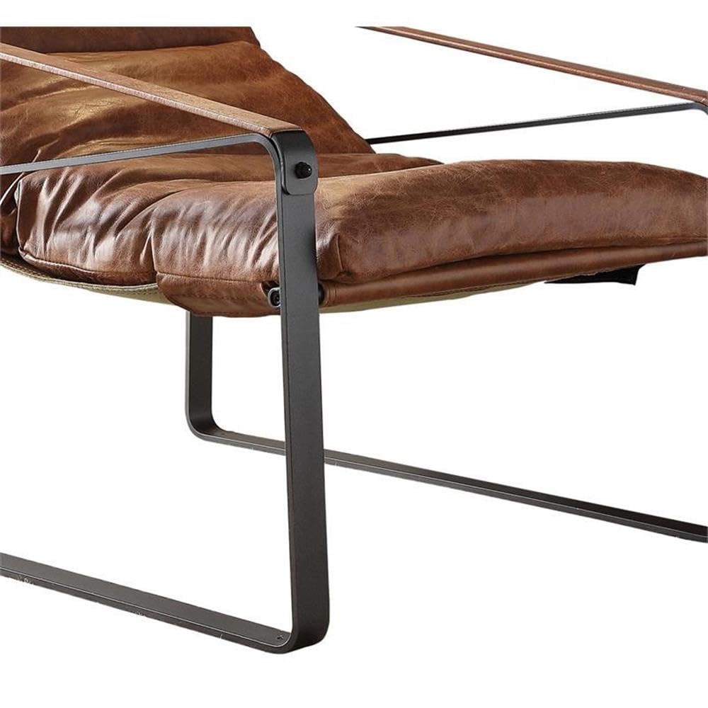 Acme Quoba Top Grain Leather Upholstery Accent Chair in Cocoa