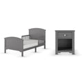 Child Craft Hampton Toddler Bed and Nightstand Bedroom Furniture Set, 2 Piece, Low to Ground Bed Design (Cool Gray)